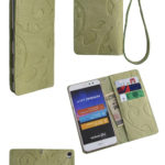 左利き用 手帳型 スマホケース 本革 緑