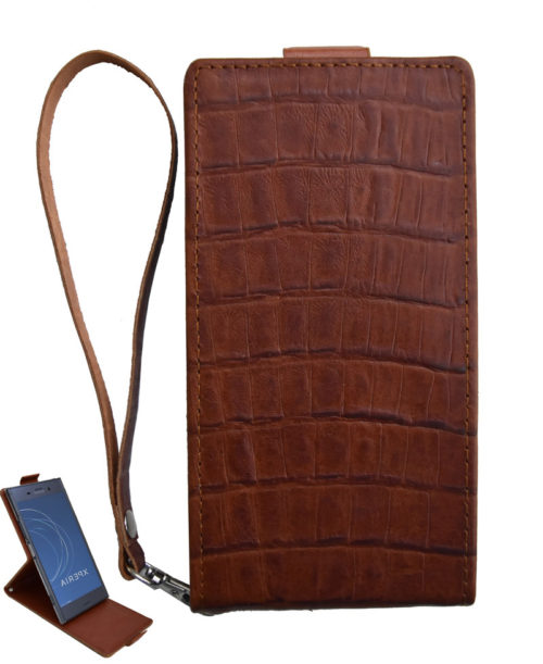 左利き用 手帳型 スマホケース レザー 革 茶色 ブラウン