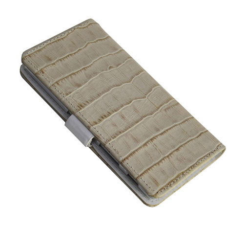 左利き用 手帳型 スマホケース 本革 緑