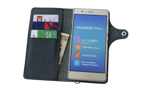 左利き用 手帳型 スマホケース 緑 グリーン 牛革 レザー