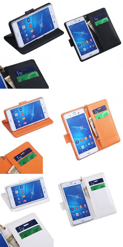 左利き用 フリップスマホケース 白 黒 黄色 紫 オレンジ 青