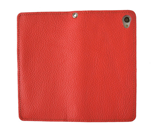 オレンジ 手帳型 スマホケース 本革 レザー オレンジ