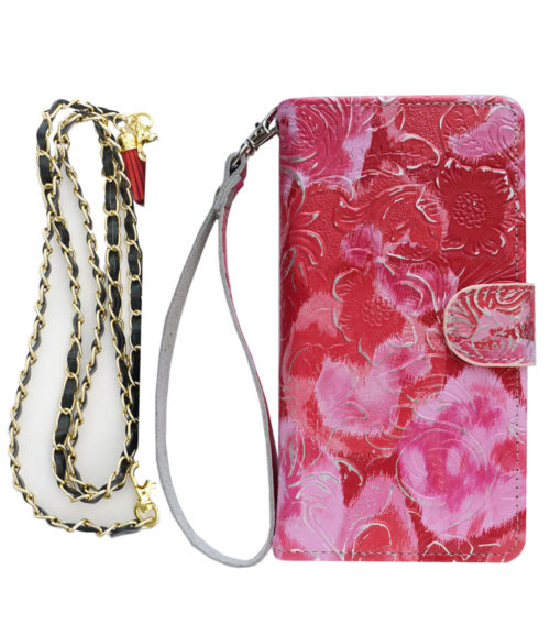 手帳型 スマホケース 花柄 ピンク