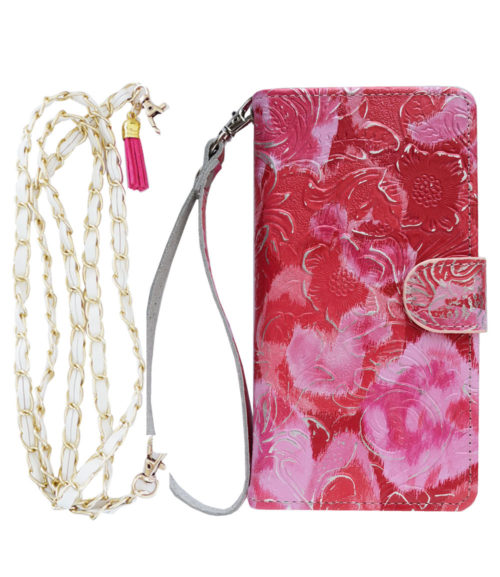 手帳型 スマホケース 花柄 ピンク